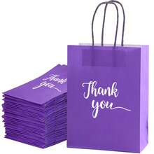 12pcs White Gift Bags Printed With "Thank You", 8.6 Inch Reusable Shiny Party Favor Bags Suitable For Christmas, Birthday, Baby Shower, Wedding And Shopping - White - View 13