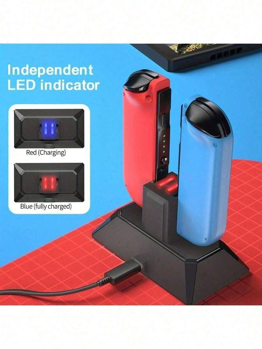 二合一 Switch/Ch Joy-Con 充电座，快速充电底座，带 LED 指示灯和多重保护，完美适用于 Switch 和 Switch OLED 控制器 - 白色 - 查看 1