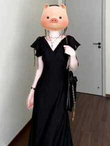 Women Long Dresses - Black - View 3