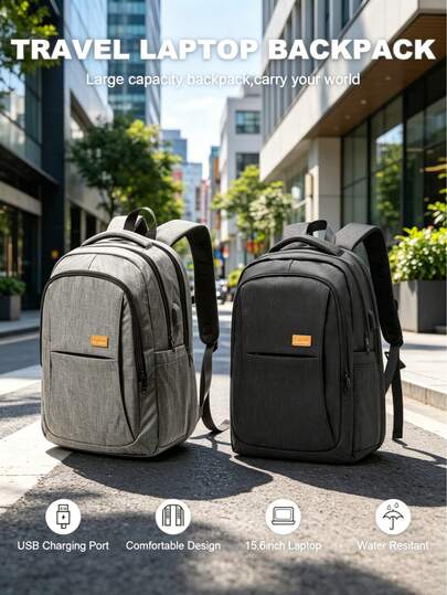 Large Capacity Carry On Backpack, Waterproof Nylon Fabric Travel Backpack Short-Distance Business Trip Duffel Bag With USB Charging Port, Computer College Luggage Backpack Fits15.6-Inch Laptop Suitable For Travel Business College For Men And Women