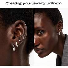 Earrings For Women - Hypoallergenic Water-Resistant Tarnish-Free Chunky Earrings For Women - 14K Gold Plated & Silver Rhodium Plated Hoops - Small, Medium & Large Size - 中銀 - 查看 4