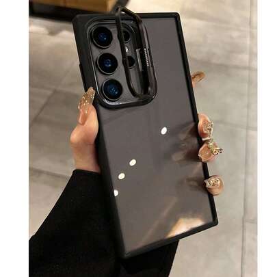 Transparent Business Lens Hidden Bracket Phone Case, Suitable For Samsung Galaxy S26 Ultra S25 S24 Ultra S22 Ultra S23, Acrylic Transparent Shockproof Protective Cover