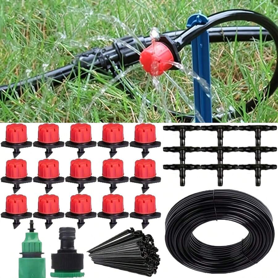 Bộ dụng cụ hệ thống tưới tự động với phụ kiện ren nhựa 1/4" và ren kiểu Châu Âu - Thiết kế chắc chắn, chịu tải nặng, thích hợp cho cây trồng trong chậu, bãi cỏ, vườn, hệ thống tưới nhỏ giọt và phun mưa trong nông nghiệp, và các thiết bị tưới nước mini.
