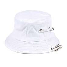 1pc Women's Bucket Hat With Metal Ring Brooch, Fashionable Bucket Hat, Casual Hat Suitable For Spring/Autumn Outings, Travel, Beach, Party - Multicolor - View 9