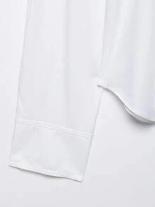 Women's French Style Tie Collar Blouse, Spring/Summer - White - View 5