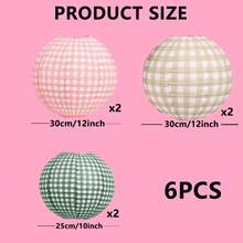 6 Pack Paper Lanterns Party Decorations, Mini Lanterns Pink Green Hanging Paper Lanterns For Bachelorette Birthday Outdoor Party, Camping Party Decorations, Rustic Backyard Wedding, Garden BBQ Supplies - Multicolor - View 6