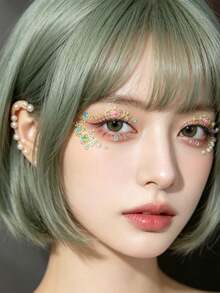 2026 Bohemian Style Face Makeup, Pearl Rhinestone Decor With Bohemian Pattern Stickers, Create Unique Makeup Look, Self-Adhesive, Suitable For Face, Eyebrows, Hair, Body Decoration - Multicolor - View 3