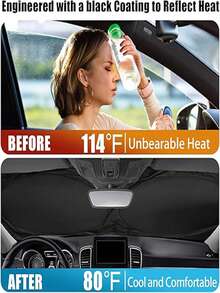 Pelindung Matahari Kaca Depan Mobil Musim Panas | Menghalangi 99% Panas dan Menjaga Interior Tetap Sejuk | Cocok untuk Semua Mobil, SUV, Truk | Pelindung Matahari Mobil Musim Panas, Pelindung Matahari dan Aksesori Otomotif | Ukuran Sedang [59,06 x 27,5 Inci] - Pelindung matahari mobil yang menarik - View 10