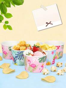 10pcs/20pcs/40pcs/80pcs Tropical Flamingo Ice Cream Paper Cups, 4 Styles Pink, Mint Green, Blue Hawaiian Paper Dessert Cups Suitable For Ice Cream, Sundae, Party Favors, Summer Party And Hawaiian Theme Gathering - Multicolor - View 4