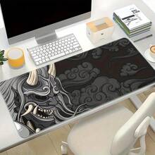 1 pieza Alfombrilla de escritorio grande con temática de samuráis - Alfombrilla extendida para teclado y ratón, adecuada para oficina y juegos, base de goma antideslizante, superficie suave - Compatible con PC, portátiles y escritorios de oficina - Tapete para ratón - Ver 2