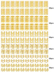 120个可调节金色发圈，6种款式，适合女孩日常使用 - 金色 - 查看 5