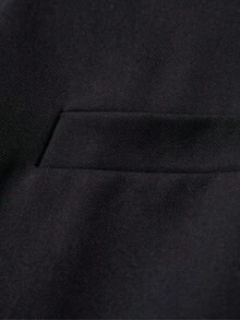 Chaleco de corte slim de unicolor con bolsillos, chaleco casual de hombre con cuello de traje, estilo coreano - Negro - Ver 5