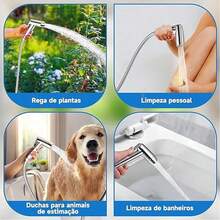 Anti-Rust High Pressure Handheld Shower Set - Bathroom Cleaning Gun, Includes 59-Inch Flexible Hose And Wall Mount Bracket, Self-Cleaning Nozzle For Toilet/Shower/Pet Cleaning, Handheld Toilet Sprayer, Toilet Faucet, Diaper Cleaning Sprayer, High-Pressure Shower Head, Ideal For Women's Hygiene Cleaning, Bathroom Cleaning System, Modern Shower Head, Durable Plastic Hose. - Set - View 5