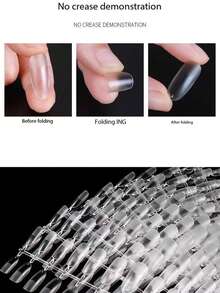 240片超大号凝胶美甲贴纸，方形，加长透明锥形方形假指甲，全覆盖美甲贴纸，适用于亚克力美甲延长 - 半霧面方形指甲尖 - 查看 4