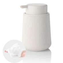 黑色泡沫皂液器 320ml 塑料泡沫皂液壓泵瓶 條紋紋理瓶身 可補充式洗手液器 適用於浴室洗手台、廚房檯面、梳妝台裝飾 - A - 查看 9