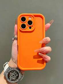 Minimalist Thick Shock-Absorbing Orange Phone Case, Compatible With IPhone 17/17Pro/17promax/16 Pro Max/16/16 Pro/16 Plus/16E/15/15 Plus/15 Pro/15 Pro Max/11/12/13/14 Pro Max/XS/XR/11 Pro/11 Pro Max/12 Pro/12 Pro Max/13 Pro/13 Pro Max/7 Plus/14 Pro/14 Pro Max/14 Plus/7 Plus/8 Plus/8/SE2/13 Mini/12 Mini, Soft Shell Waterproof Anti-Fall Anti-Scratch - Orange - View 4