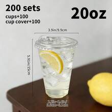 200 Sets Of 12-Ounce/16-Ounce/20-Ounce/24-Ounce Transparent Plastic Cups, With Non-Suction Drinking Lids, Durable And Leak-Proof, Suitable For Iced Coffee, Smoothies, Milkshakes. Ideal For Easter, Weddings, Outdoor Camping, Party Supplies. - White - View 10