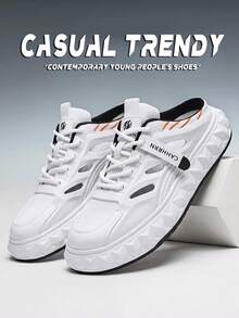 2026 Nuevos zapatos de malla transpirables y cómodos para hombre con suela gruesa, aumento de altura, antideslizante y resistente al desgaste, de suela blanda y parte superior de punto, para uso en exteriores y versátiles, de punta cerrada - Blanco y negro - Ver 3