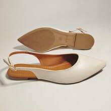 Women's Slingback With Pointed Toe And Classic Buckle By Dona Alice. Comfortable, Lightweight, And Soft. Sizes 33 To 40. - Off-white - View 4