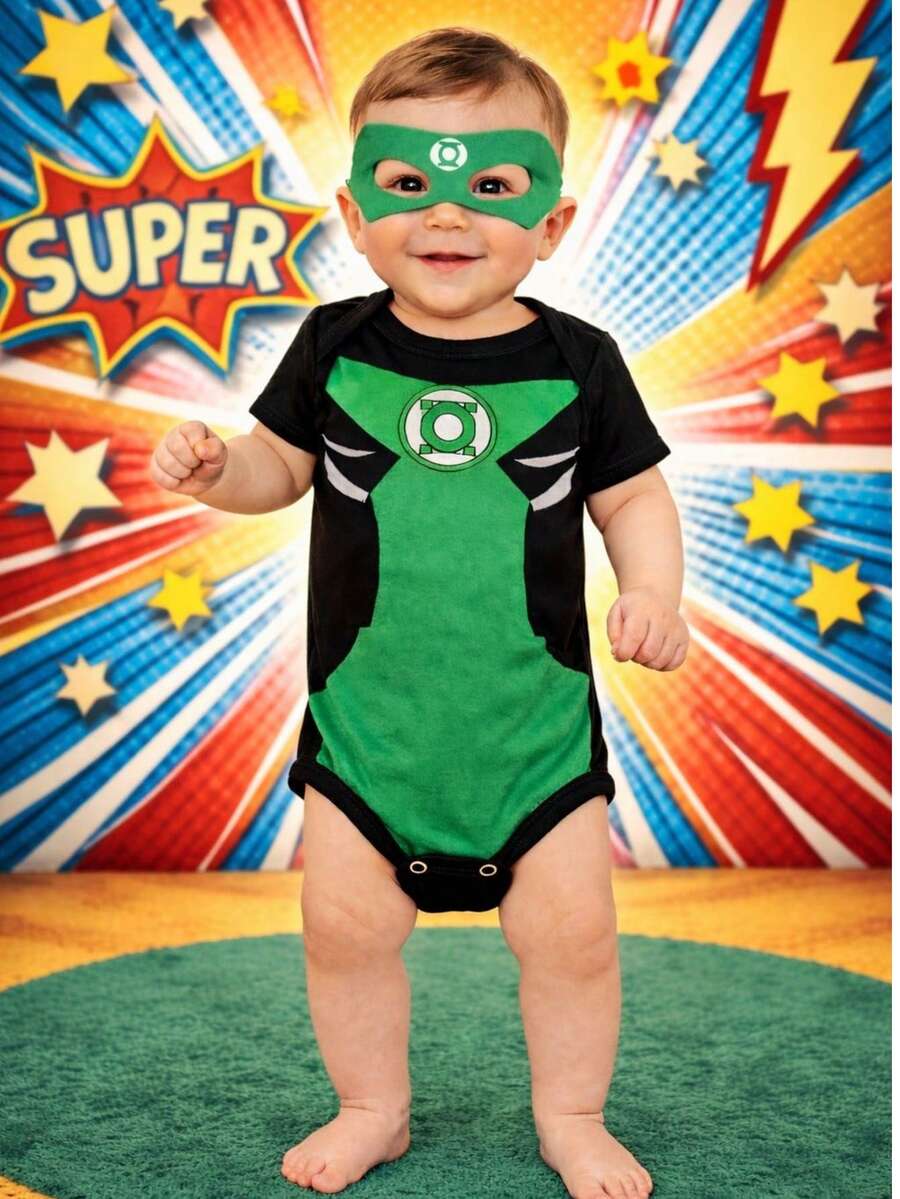 Body Lanterna Verde Personagem Super Herói Temático com Máscara Mesversario