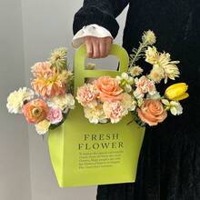5 piezas Caja de papel kraft portátil para flores, Caja de arreglo floral DIY, Empaque de flores estilo británico minimalista - caja de regalo - Ver 6
