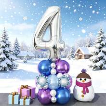 32-Inch Silver Number Balloon, Icy Colored Faux Pearl Balloons, Snowflake Shaped Decorative Balloons - Winter Snowflake Themed Birthday Balloon Set, Suitable For Surprise Birthday Gift For Son/Daughter, Princess-Style Frozen Party Decor, Children's Winter Wonderland Celebration, Birthday Photo Backdrop, Easily Creates A , Dreamy And Snowy Fairy Tale Party Atmosphere - View 19