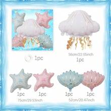6pcs/Set Ocean Animal Balloon Set, Including Starfish, Seashell, Seahorse, Orca, Blue Whale, Seal, Jellyfish, Manta Ray, Sea Turtle, Suitable For Ocean Animal Themed Birthday Party, Gathering, Home Decor, Shower Decoration And Other Ornament Uses - Underwater Animal Set - View 15