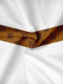 Conjunto de camiseta de manga corta con estampado de letras y pantalones cortos para hombre - Marrón Mocha - Ver 5