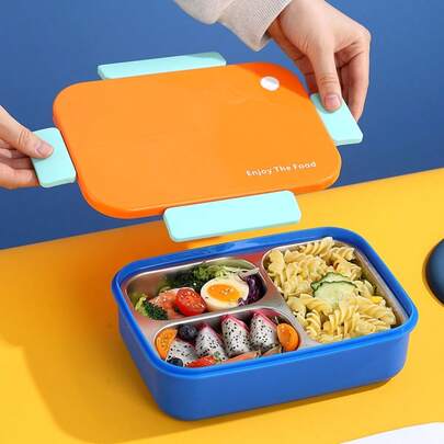 1 hộp cơm trưa bằng thép không gỉ, có khả năng giữ nước nóng và duy trì nhiệt độ, hộp đựng thức ăn di động, được trang bị dụng cụ ăn uống, hộp cơm 3 ngăn/2 ngăn chống rò rỉ, có thể dùng trong lò vi sóng, dễ rửa, thích hợp để mang thức ăn đến nhà, văn phòng, trường học và khi đi cắm trại ngoài trời.