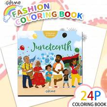 Juneteenth :1pc Juneteenth Coloring Book For Adults And Teens, Cute And Cozy. With 24 Pages Of Various Line Art Featuring People Celebrating Juneteenth Scenes, Great For Relaxing Colouring To Help Relieve Stress. Ideal As Back-To-School Stationery And A Perfect Gift For Back-To-School Season, Mother's Day, Juneteenth, Father's Day And Children's Day. - Coloring Book - View 1