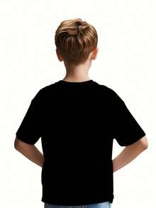 Black Vintage Inspired Print T-Shirt Short Sleeve Casual Wear For Kids, S-Umwon Kids, Summer Clothes For Teens Girl, Easter Outfits For Boys, Clothes For Girls 10 To 12, Toddler Girls Clothes, Teen Summer Clothes, Playful Pals, Summer, Y2k, Streetwear, Godspeed Boys' Y2K Street Casual Crew Neck Short Sleeve T-Shirt, Featuring A Skull Driving Print. Soft And Comfortable Fabric, Suitable For Kids' Outdoor Activities. Loose Casual Street Hip-Hop Style, Unisex For Men And Women, Ideal For Summer Wear. Black Retro Inspired Print Tee For Kids With Soft Breathable Fabric.  And Gentle For Kids' Skin, Suitable For Daily Wear And All Seasons. Personalized Gifts, Easter Gifts Kids, Party  Favors For Kids, Gift For Kids, Friends And Family. - 黑色8 - 查看 4