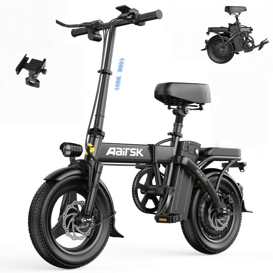 Adult Folding Electric Bicycle, 500W Motor, 48V 15AH Battery, 32 Mph, 14-Inch X 4.0-Inch Tires, Suitable For Daily Commuting And Regular City Riding. - GS3//Max - 查看 1