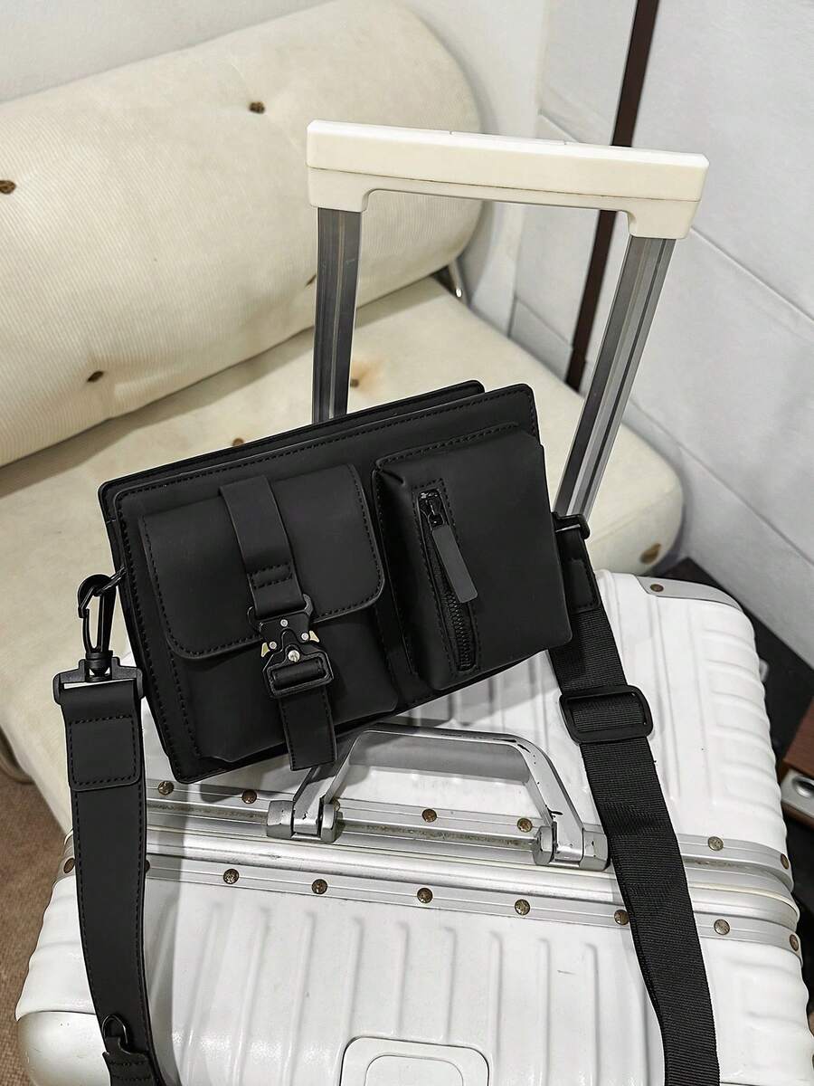 1pc Men's Shoulder Bag, Compact Japanese Style Crossbody Bag, Square Small Messenger Bag