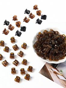 20个/盒 女士多功能迷你发夹，超耐用加厚迷你爪，多种颜色可选，日常使用不易碎，装饰性发饰，千禧夏季骄傲发饰，搭配时尚眼镜的沙滩装扮 - 棕色 - 查看 3