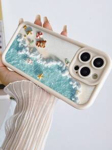 Ocean Starfish Cartoon Water Wave Colorful Engraved Beige Thick Perforated Minimalist Shockproof Printed Phone Case Suitable For IPhone 17/17 Pro Max, 16/16 Pro/16 Pro Max, 16 Plus, 15 XR/7/8, 15 Pro Max, 13 Pro Max, 14 Pro Max, 13, 14, 11, 12 Pro Max, 11 Pro, 12, Phones - Multicolor - View 5