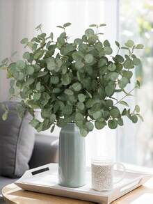 10/6/Pcs Artificial Green Tall Eucalyptus Branches, Realistic Touch, Artificial Greenery, Bulk Artificial Plants, Suitable For Wedding Bouquets, Vase Arrangements, Home Dining Table Decor, Office Farmhouse Greenery Decoration - Multicolor - View 2