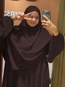 2pcs/Set Khimar+Abaya Conjunto de Oración Musulmán Suave, Abaya Larga con Hijab a Juego, Artículo de Moda Esencial para Salidas Casuales (Hijab+Vestido) - Multicolor - Ver 16