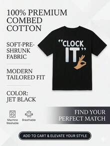 Women's "Clock It" Graphic Print OK Hand Gesture Relaxed Fit Crew Neck T Shirt, Breathable Comfortable Anti Pilling, No Fade After Multiple Washes, Suitable For Daily Wear Sports Leisure Activities, Perfect Gift For Father's Day Mother's Day - 白色 - 查看 5