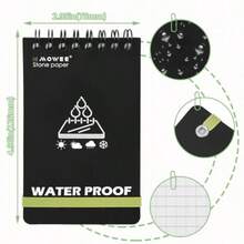 MOWEE Waterproof Notebook set of 5 3 x 5 Stone Paper Pocket Notepads Portable All Weather Notebooks for Indoor and Field Police Notepad w/3pcs Small Spiral Note book Pen and Storage Bag 5pcs Black - como en la imagen - Ver 3