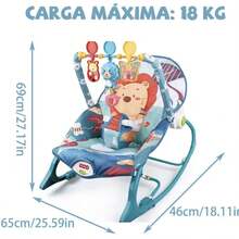 Electric Baby Rocking Chair For Ages 1-3 Years – Soothing Musical Reclining Chair With Gentle Rocking - Blue - View 2