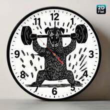 1  Black Bear Fitness Wall Clock | Fun-Style Decorative Silent Wooden Wall Clock, Battery-Powered (AA Batteries Not Included), Perfect For Kitchens, Classrooms, Offices, Homes, Schools, Apartments, Ideal Gift (2D Design),Centro De Mesa,Furniture Living Room,Stuff For Bedroom,House Deocr,Home Deocr Living Room,Cucco,Furniture - A - View 2