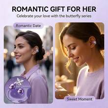 NEW SENYANG 2026新款时尚蝴蝶耳机，无线开放式耳机，奢华电镀深沉低音，超长续航，适用于和安卓手机，礼品 - 查看 5