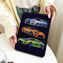 1pc Flip Cover Tablet Case With Pen Slot, Racing Pattern, 360° Rotating Stand, Built-In Pen Slot, PU Leather Case With Auto Sleep/Wake Function, Compatible With Huawei/Apple/ And Other Popular Models, Suitable For Back To School, Valentine's Day, Holiday Gifts - Multicolor - View 11