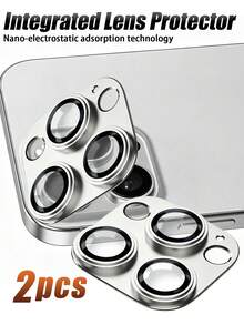 2片装银色一体式镜头保护膜，全金属质感，钢化玻璃镜头膜组合，像素级精准拍摄，防水，防指纹，防刮擦，防摔，兼容 17 Pro Max/17 Pro/17 Air/17/16 Pro Max/16 Pro/16 Plus/16/15 Pro Max/15/14/13/12/11 - 銀色 - 查看 20