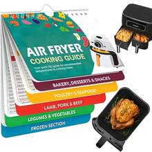 1pc Air Fryer Magnetic Cheat Sheet Cookbook, Cooking Time Chart, Cooking Guide Booklet, Air Fryer Recipe Book, And Kitchen Conversion Guide, Oven Cooking Pot Temperature And Kitchen Conversions - Multicolor - View 2