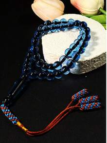 1串穆斯林黑色线编织45颗珠子经典伊斯兰祈祷念珠，便携式念珠手链 - 彩色 - 查看 7