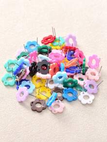50个14毫米耳钉配件，亚克力耳针，时尚饰品DIY耳环制作组件 - 花 - 查看 1