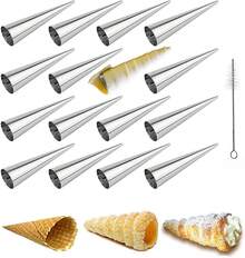 12 Pack Large Cream Horn Forms 5-Inch, Non-Stick Cream Horns Pastry Mould Croissant Baking Forms For Baking Croissants Bead, Chocolate Croissant, Brioche Rolls, Ice Cream Cone Party Dessert - View 11