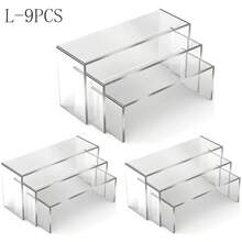 1/2/3 Sets Acrylic Display Risers, Product Stand, Jewelry Display Riser Shelf Showcase Fixtures For Dessert Cupcake Candy Figure Treat Action Showcase(Clear,Small Set) - Clear - View 10