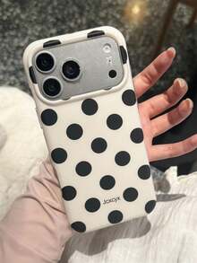 Minimalist Cute Polka Dot Pattern Phone Case Suitable For IPhone 17 Pro Max, 17 Pro, 17, 16 Pro Max, 16 Pro, 16, 15 Pro Max, 15 Pro, 14 Pro Max, 14 Pro, 13, 12 Pro Max, 11, 16, 15, 14 Plus, Fashionable Minimalist Macaron Color Soft Shock-Proof Phone Protective Cover, Suitable As A Gift - White - View 5